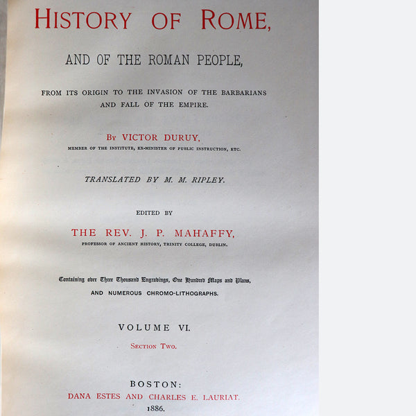 Set Two Books: History of Rome by Jean Victor Duruy Ex Libris Edward Dean Adams