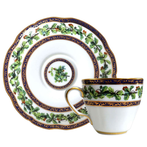 French Puiforcat Porcelain Chêne Royal Flat Tea Cup and Saucer (23 available)