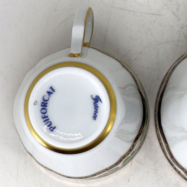 French Puiforcat Porcelain Chêne Royal Flat Tea Cup and Saucer (23 available)