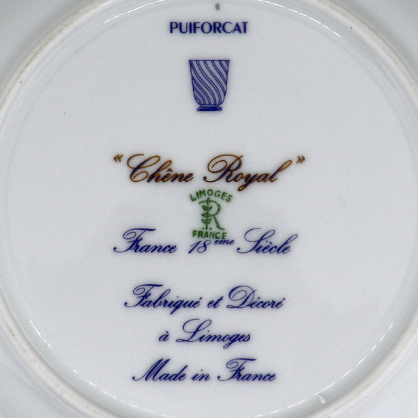 French Puiforcat Porcelain Chene Royal Dinner Plate (10.75 inch)