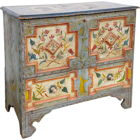 American New England Painted Pine Lift-Top One-Drawer Blanket Chest