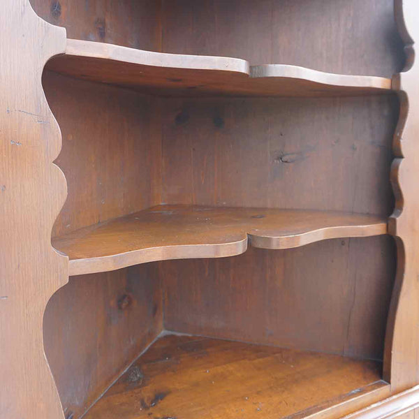 Vintage Tall Pine Open Display Corner Cabinet