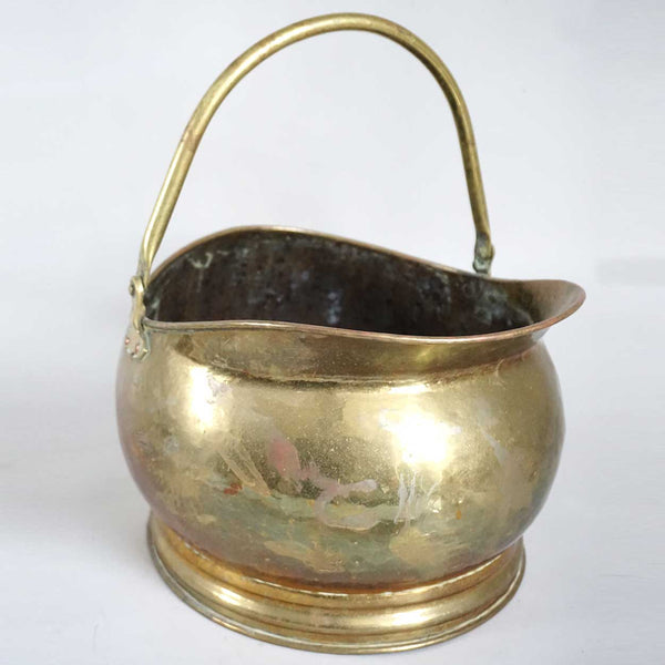 Victorian Brass Coal Scuttle Bucket / Fireplace Log Bin