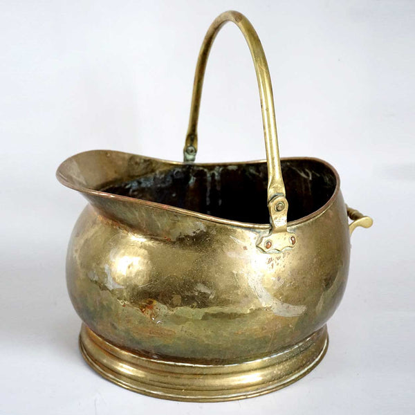 Victorian Brass Coal Scuttle Bucket / Fireplace Log Bin