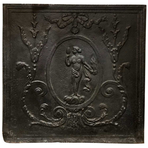 French Louis XVI Style Cast Iron Fireplace Fireback