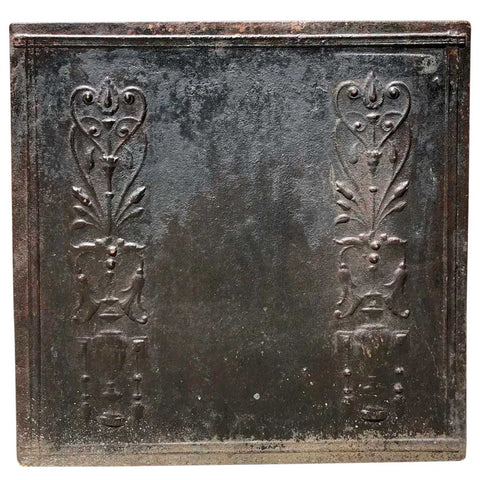 French Louis XVI Style Cast Iron Fireplace Fireback