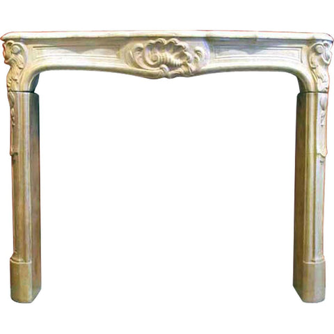 French Louis XVI Bourguignon Stone Fireplace Surround