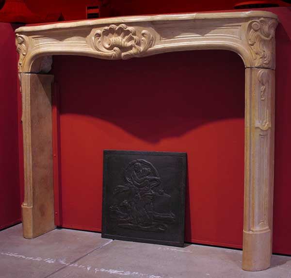 French Louis XVI Bourguignon Stone Fireplace Surround