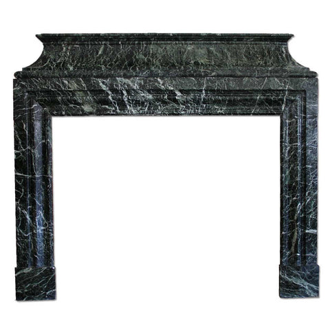 Signed French Jules Cantini Louis XIV Style Vert de Mer Marble Fireplace Surround