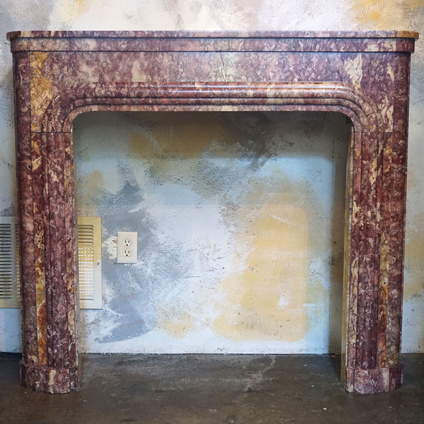 French Art Deco Spanish Brocatelle Marble Fireplace Surround
