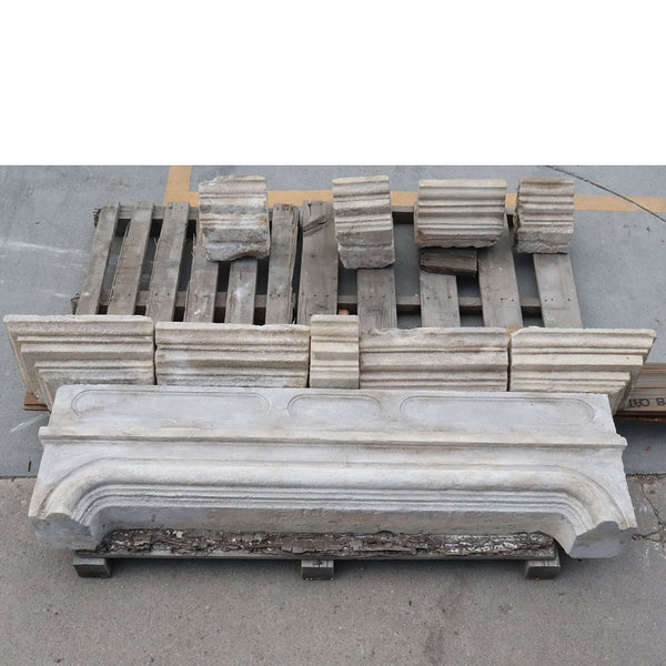 Large French Louis XIV Limestone Cantilever Fireplace Surround