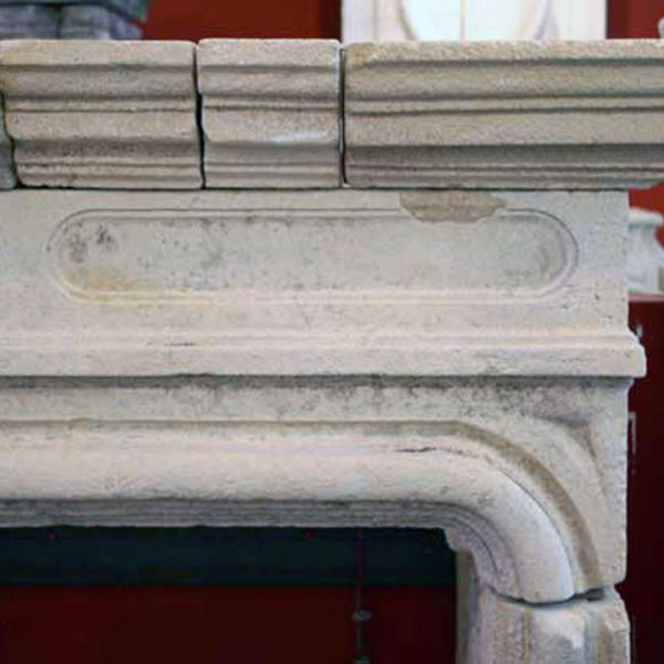 Large French Louis XIV Limestone Cantilever Fireplace Surround