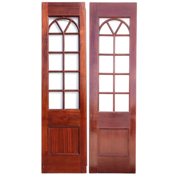 Pair of Vintage Solid Mahogany and Beveled Glass Single Interior Room Divider Doors