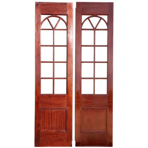 Pair of Vintage Solid Mahogany and Beveled Glass Single Interior Room Divider Doors