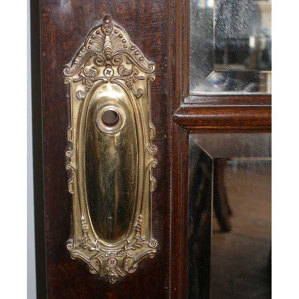 Vintage Solid Mahogany and Beveled Mirrored Interior Single Door