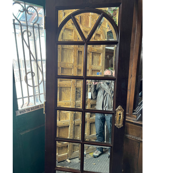 Vintage Solid Mahogany and Beveled Mirrored Interior Single Door