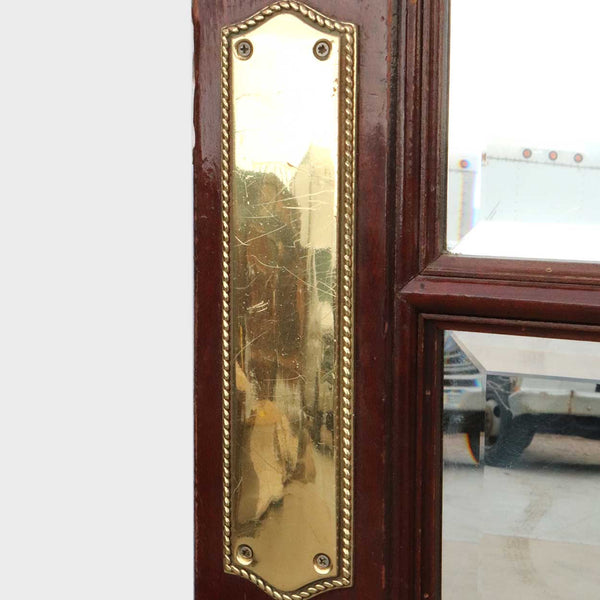 Vintage Solid Mahogany and Beveled Mirror Interior Single French Door