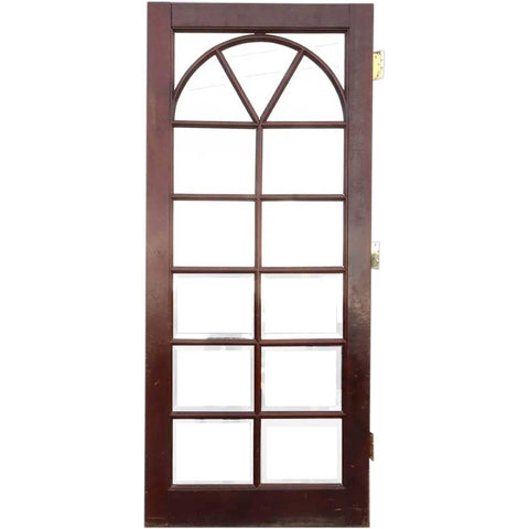 Vintage Solid Mahogany and Beveled Mirror Interior Single French Door