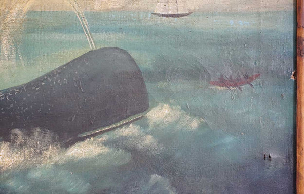 Norwegian Folk Art Oil Painting on Canvas, Whaling