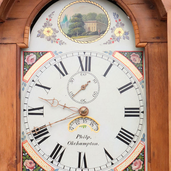 English Richard Philp Georgian Okehampton Pine 30-hour Grandfather Clock