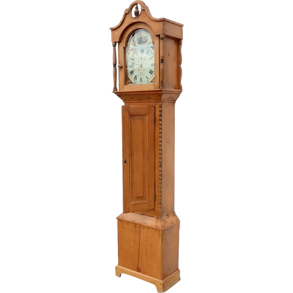 English Richard Philp Georgian Okehampton Pine 30-hour Grandfather Clock
