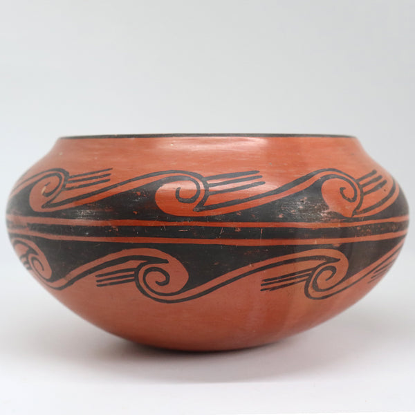 Vintage Native American ZELLA CHEEDA Hopi Black on Red Pottery Bowl