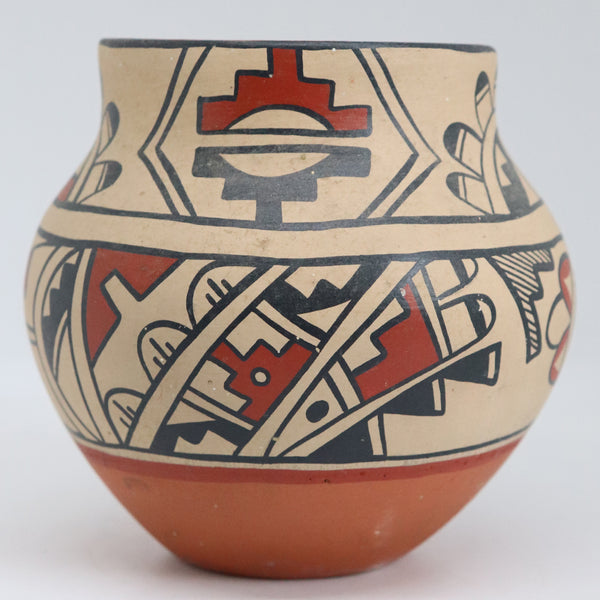 Vintage Native American CAROL LORETTO Jemez Polychrome Pottery Jar