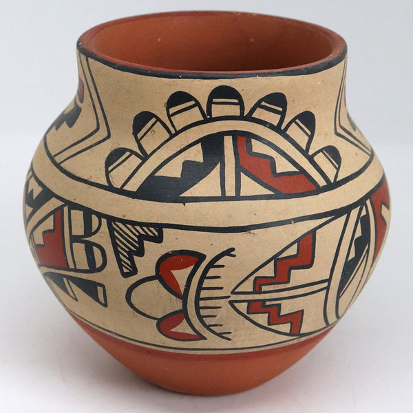 Vintage Native American CAROL LORETTO Jemez Polychrome Pottery Jar