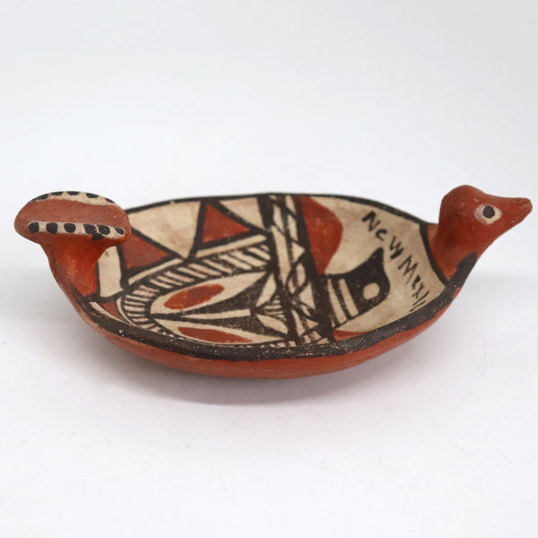 Vintage Native American New Mexico Polychrome Pottery Bird Dish / Ashtray