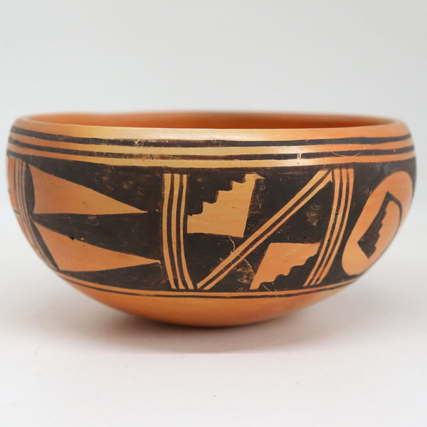Vintage Native American MARJORIE TEWAYGUNA Hopi Pottery Black on Red Bowl