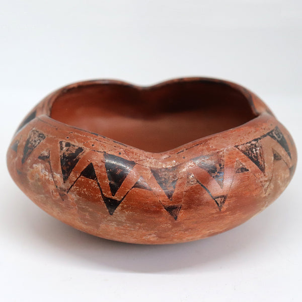Vintage Native American Maricopa Redware and Black Pottery Shallow Bowl