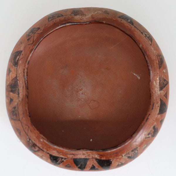 Vintage Native American Maricopa Redware and Black Pottery Shallow Bowl