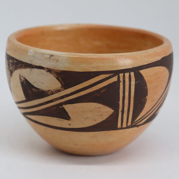 Small Vintage Native American Hopi Black on Buff Pottery Bowl