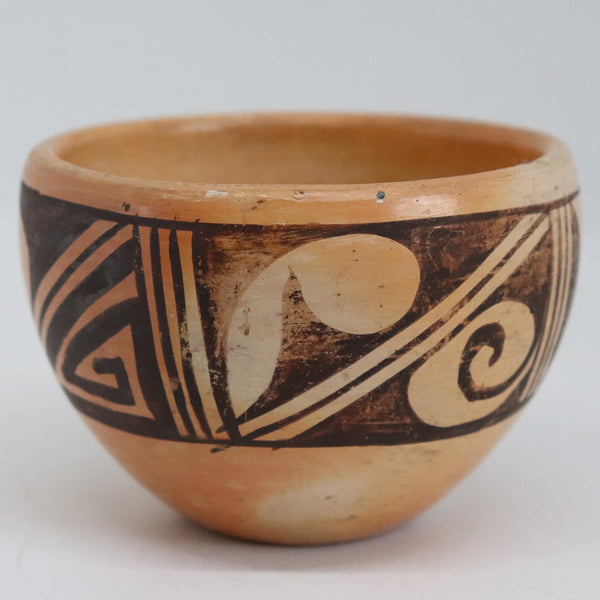 Small Vintage Native American Hopi Black on Buff Pottery Bowl