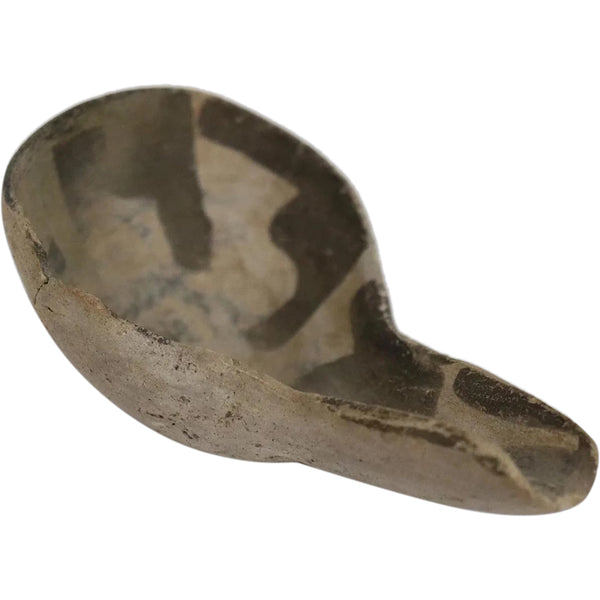 Native American Anasazi Black on White Pottery Spoon / Ladle