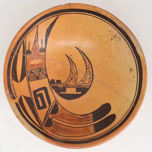 Native American Hopi Polychrome Pottery Shallow Bowl