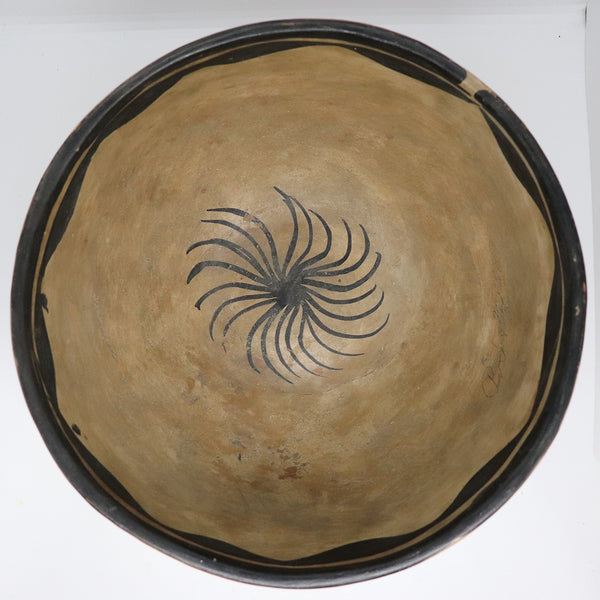 Native American Santo Domingo Polychrome Pottery Dough Bowl