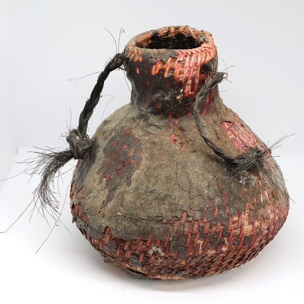 Native American Apache Basket and Pitch Pine Tus (Water Jug)