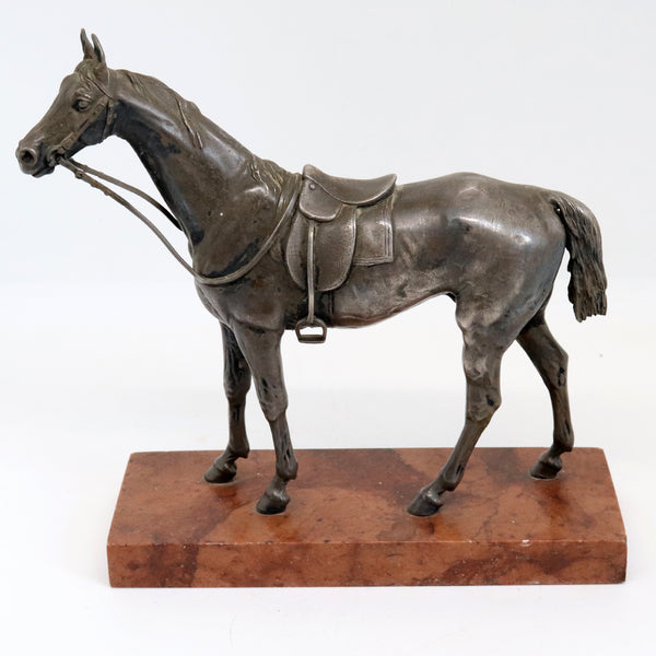 Austrian Silverplated Bronze Saddled Horse Equestrian Sculpture
