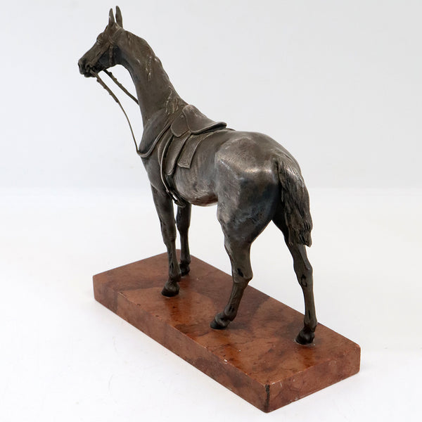 Austrian Silverplated Bronze Saddled Horse Equestrian Sculpture