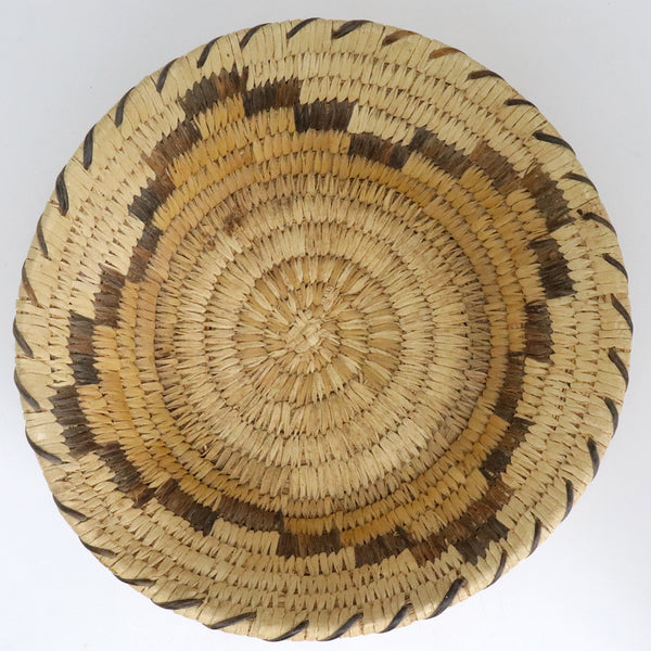 Small Vintage Native American Coiled Low Basket / Bowl