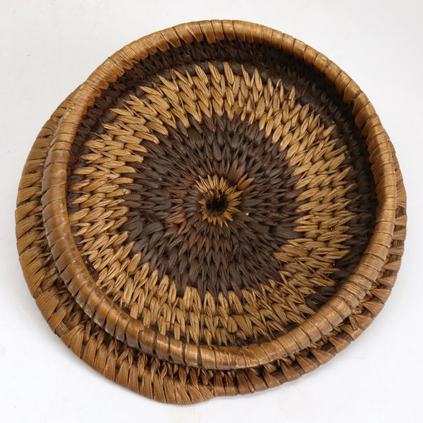 Vintage Native American Striped Woven Lidded Basket