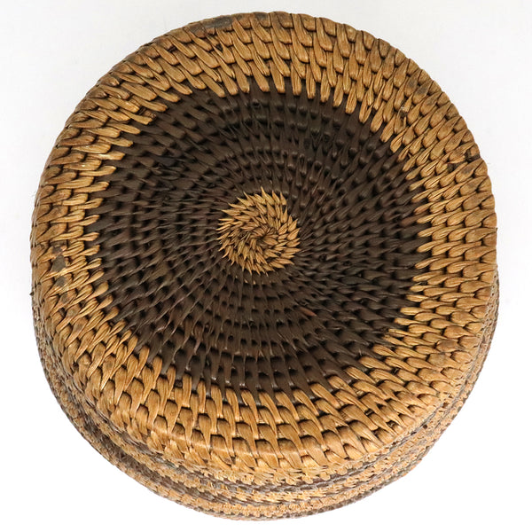 Vintage Native American Striped Woven Lidded Basket