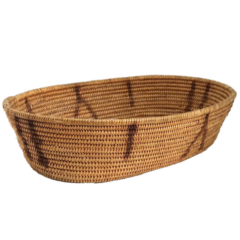 Native American California Coiled Oval Shallow Woven Basket