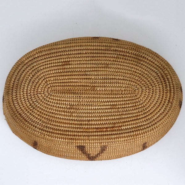 Native American California Coiled Oval Shallow Woven Basket