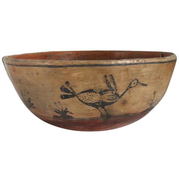 Very Large Native American Santo Domingo/Kewa Polychrome Bird Pottery Bowl