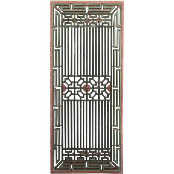 Fine Balinese Painted Teakwood Rectangular Architectural Grille