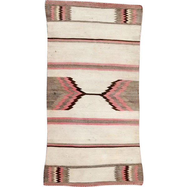 Vintage Native American Navajo Wool Geometric Double Saddle Blanket