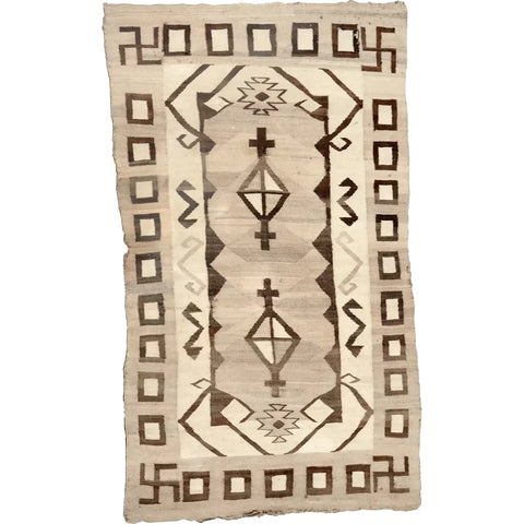 Native American Navajo Crystal Wool Whirling Log Rug