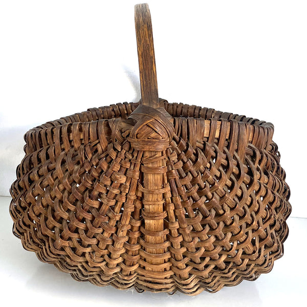 Large American Primitive Hickory Splint Buttocks / Melon Gathering Basket